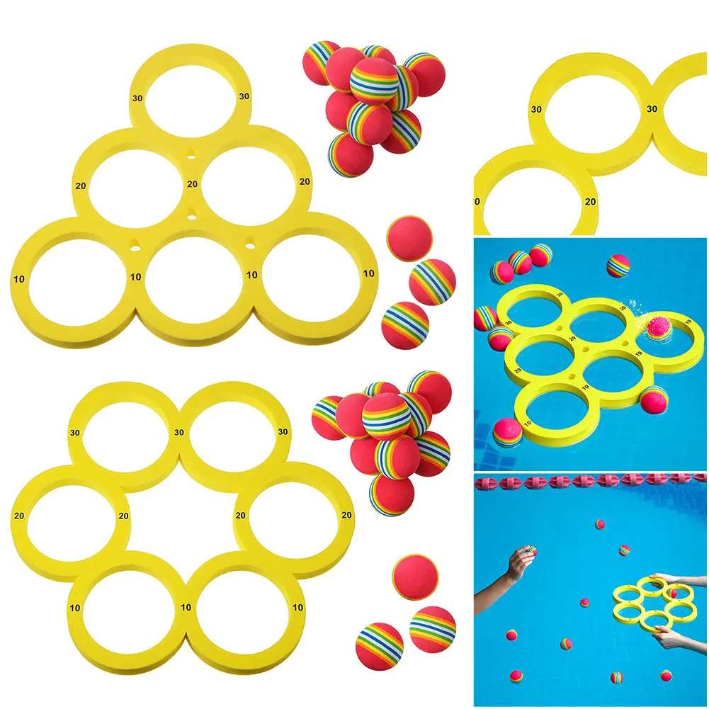 

Водные виды спорта с 10 радужными шариками, плавающие игры для бассейна, плавающее кольцо для детей и взрослых, водная игра для бассейна