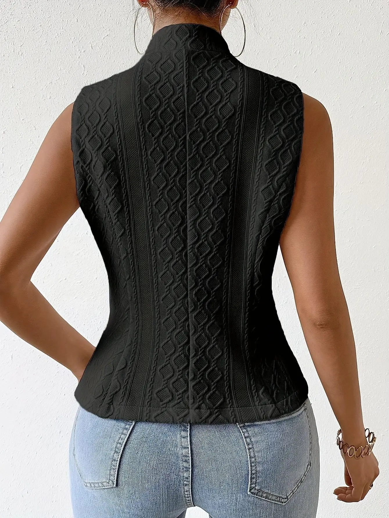 Ärmellose Weste im Frühlings- und Herbststil für Damen, vielseitiger Anzug, lässige Jacke, Knopfweste, Oberteil – Detail 10