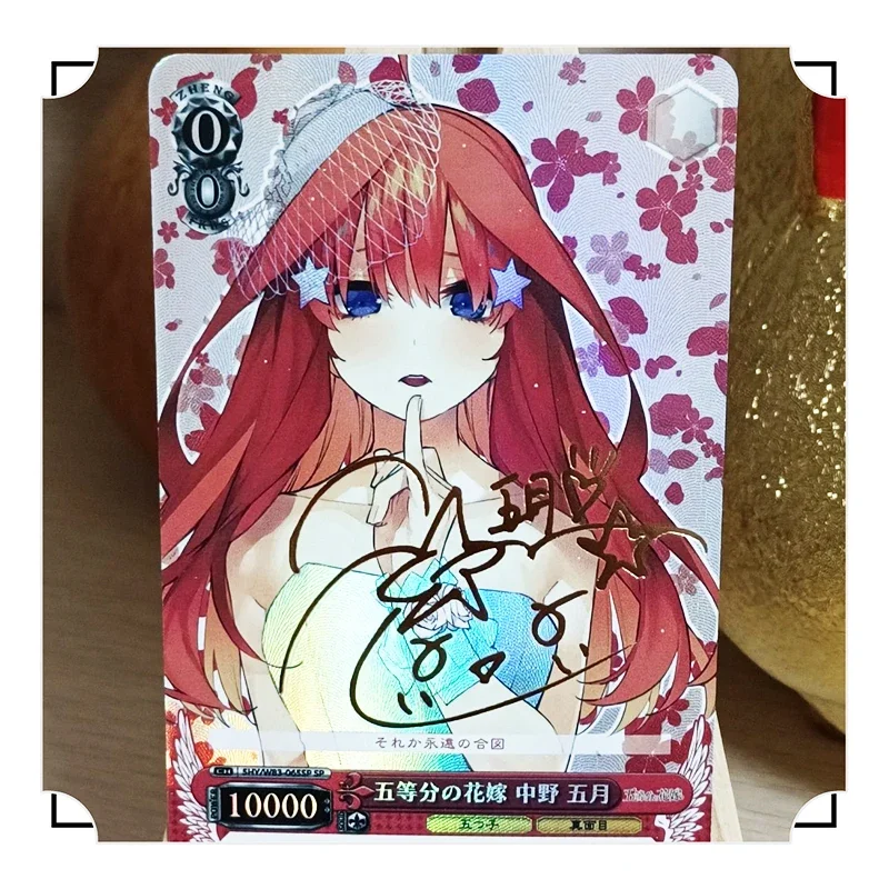 DIY The Quintessential Quintuplets tarjeta flash con signo dorado 5 unids/set Nakano Ichika Nakano Miku colección de juguetes de tarjetas regalo de Navidad