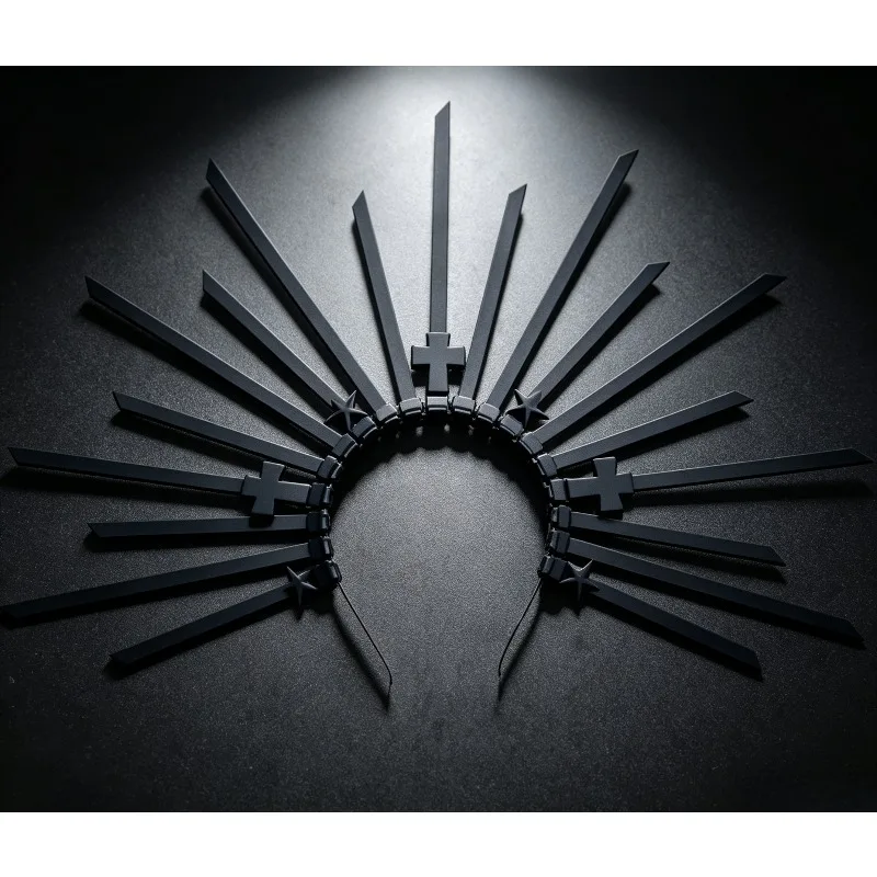 Black Metal Spike Halo Crown Blank Headpiece Gothic Sunburst Crown DIY Craft Base for Wedding Photoshoot Music Festival Costume
