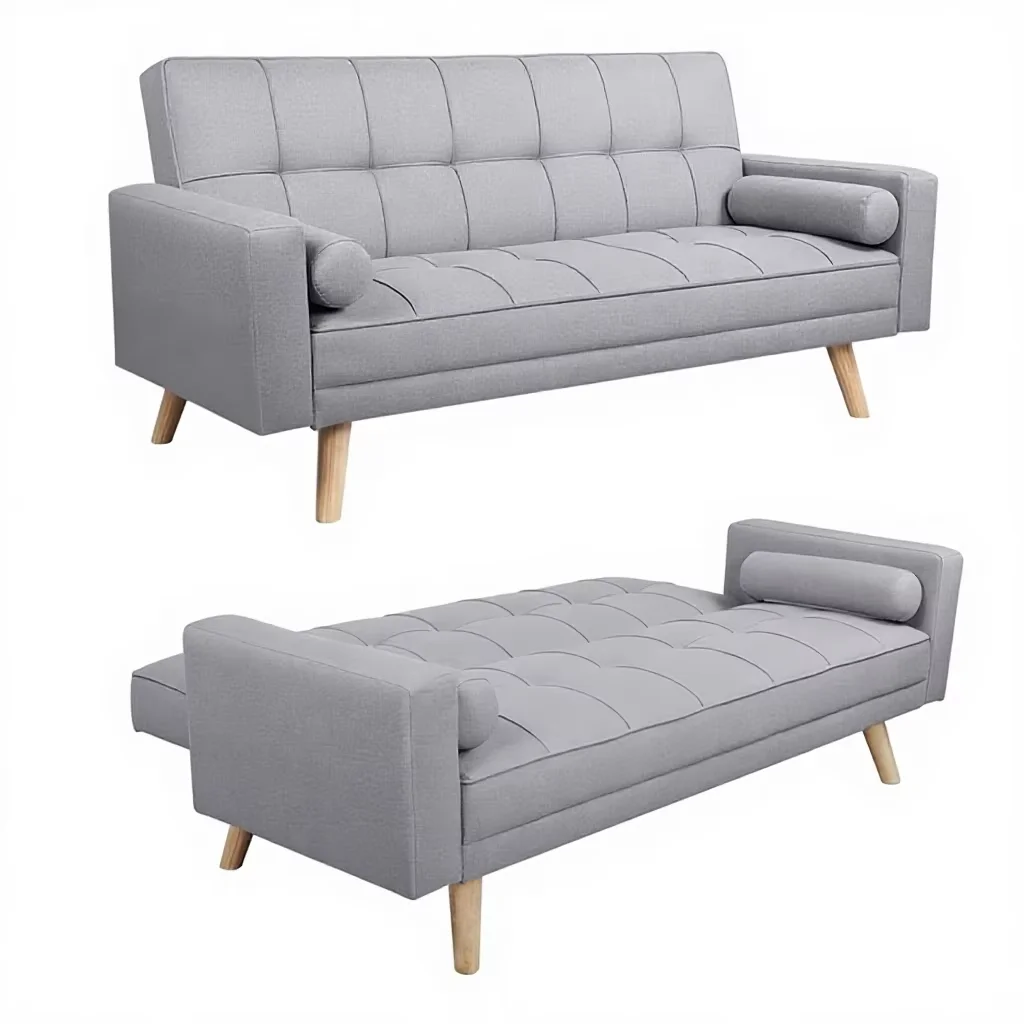 Modern living room sofa bed, convertible sofa with armrests, living room furniture with 2 upholstered sofa beds