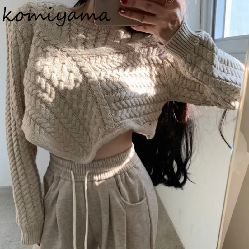 

Korean Chic Twist Roupas Feminina Loose Vintage Ropa Mujer 2024 Woman Tops Crop Lazy Style Sweater Feminino Sexy Sueteres