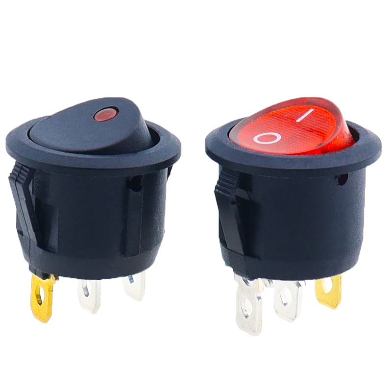 ON/OFF Round Rocker Switch Dot Light LED illuminated Car Dashboard Dash Van 12V 220V Full Circle Switch