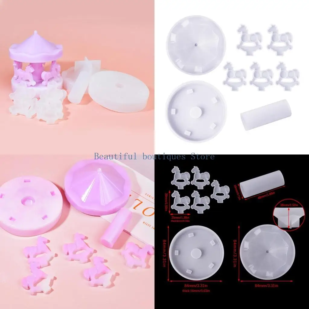 

U4lf Carousel Horse Lose Mold Silicone Decorting Flom