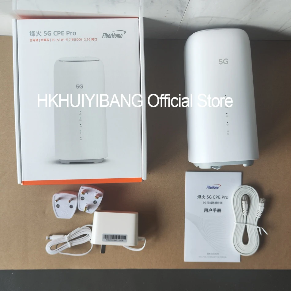 جديد FiberHome 5G CPE Pro 2 LG6151M WiFi 7 راوتر BE5000 2.5G منفذ إيثرنت 4G LTE Cat19 لاسلكي WiFi 5G + Sim Modem N79 3x3 MIMO
