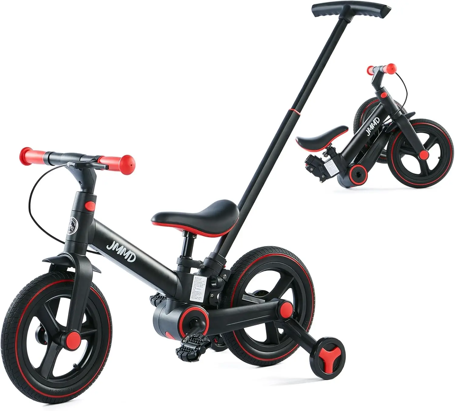 Toddler Bike with Push Handle for Kids 1-3 Years, 6 in 1 Push Bike with Training Wheels & Pedals, Balance Bike for Boys and