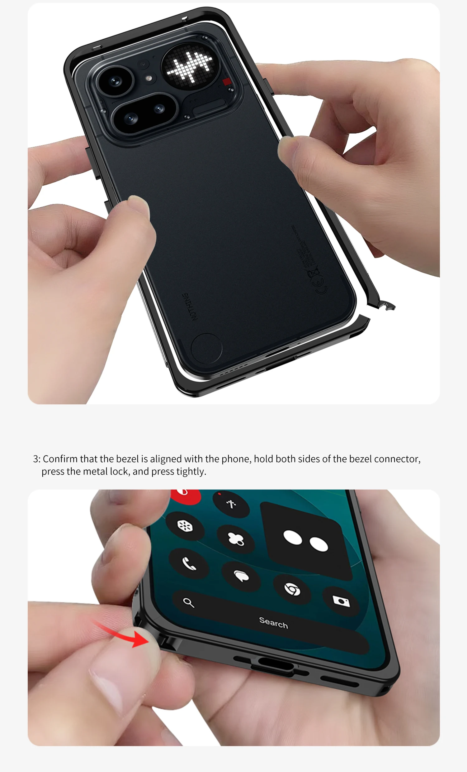 Metallrahmen-Gehäuse für Nothing Phone 4A, Metall-Objektivabdeckung, Wärmeableitung, geteilte Aluminiumlegierungs-Rahmenabdeckung für Nothing Phone 4A – Detail 17