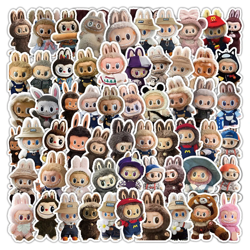 10/30/60pcs Cartoon Funny Labubu Doll Graffiti Stickers DIY Helmet Fridge Phone Case Car Cute Vinyl Decoration Sticker Decal Toy