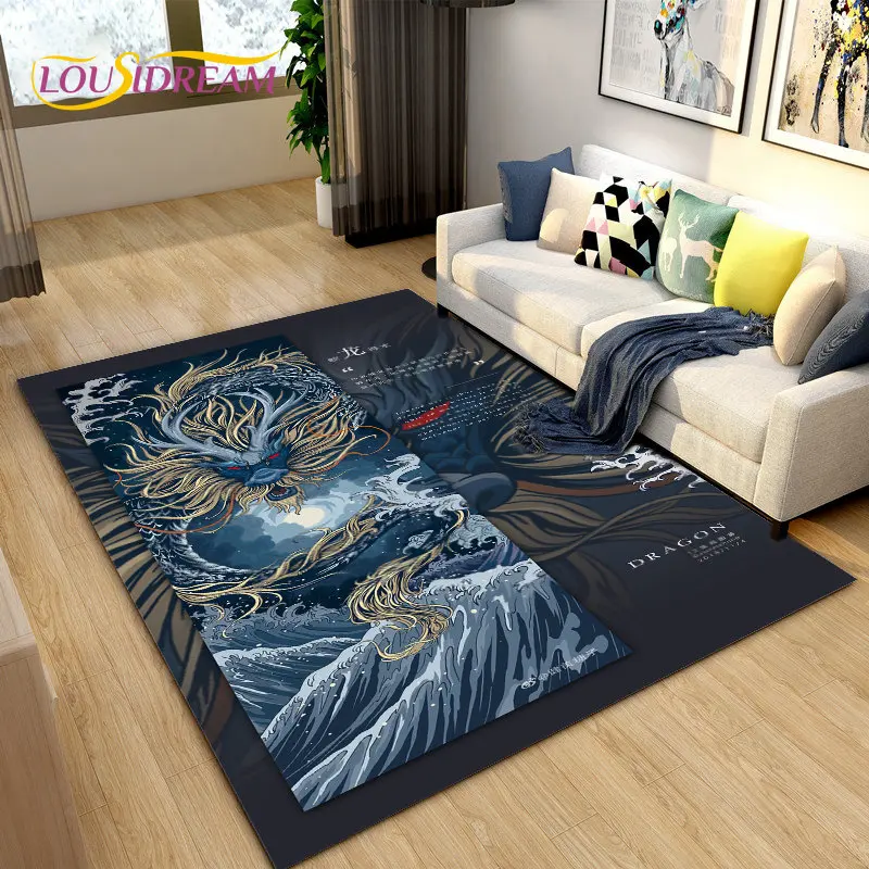 Chinese Zodiac Animal Area Rug,Carpet Rug for Living Room Bedroom Sofa Doormat Kitchen Decoration,Kids Play Non-slip Floor Mat