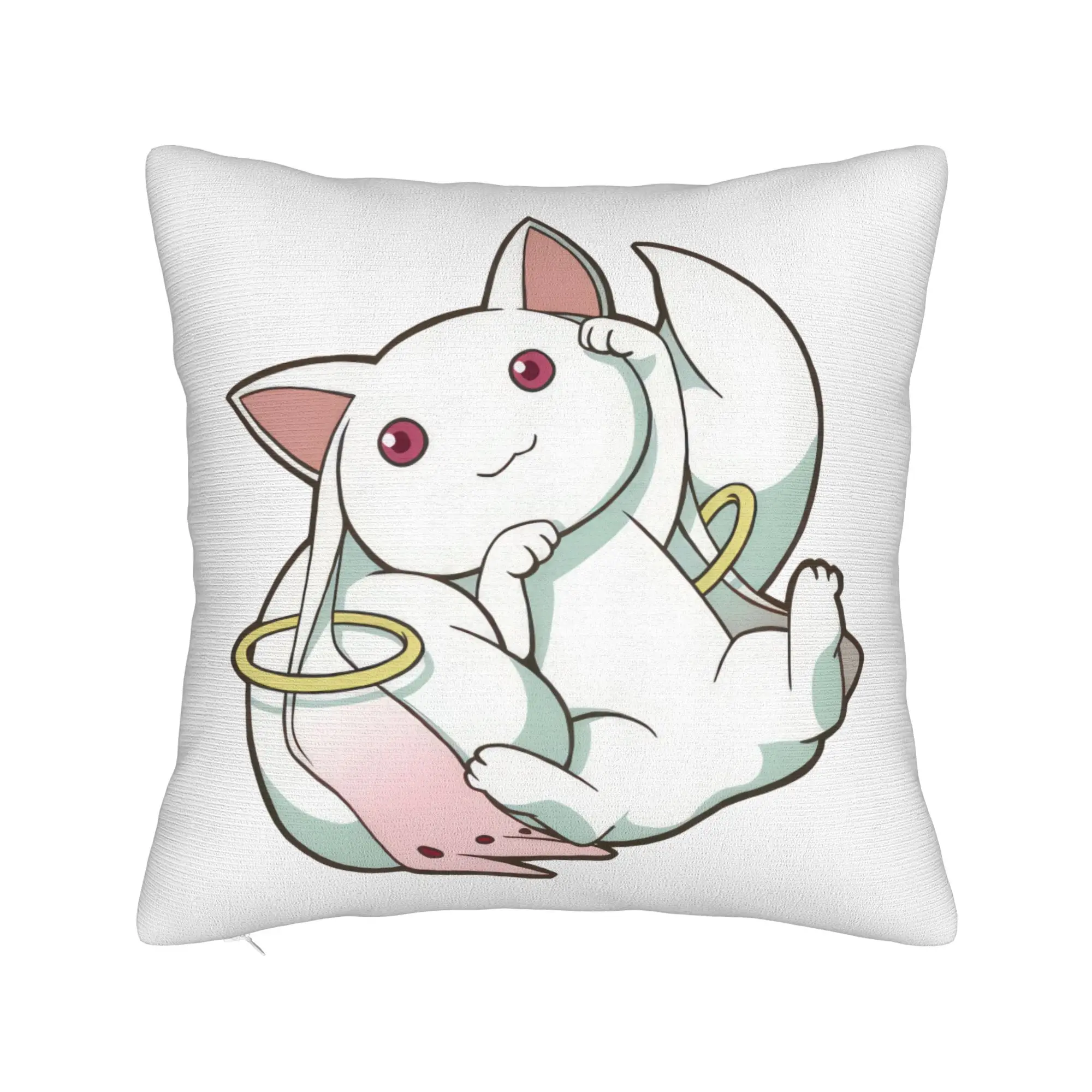 Cartoon Cute Kyuubey Face Pillowcase Printing Cushion Cover Decorations Puella Magi Madoka Magica Anime Throw Pillow Case Cover