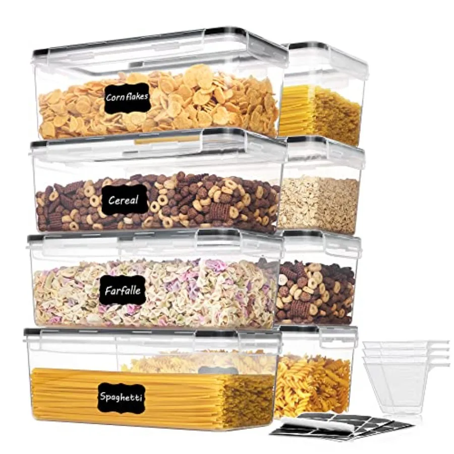 

Airtight Food Storage Containers with Lids 8PCS Set 3.2L, Plastic Spaghetti Container for Pasta organizer, BPA Free Air Tight H