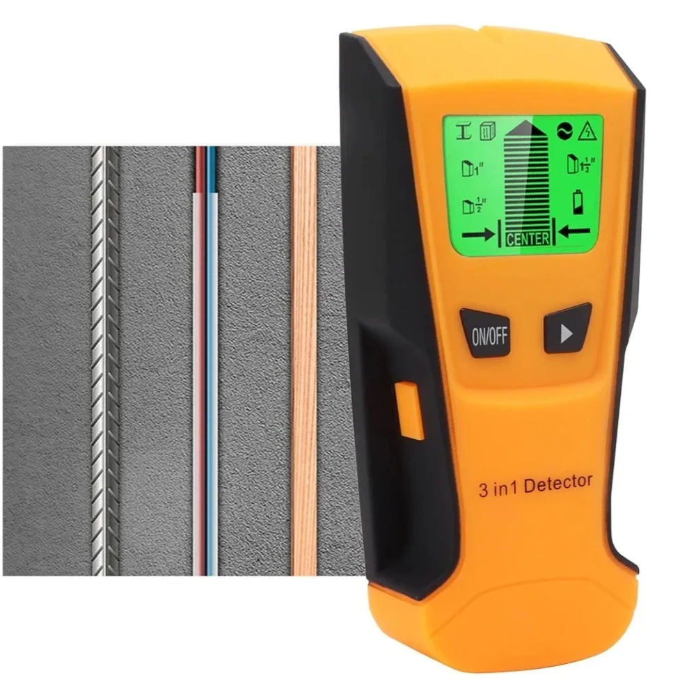 3 in 1 Wall Metal Detector Depth Professional Find Metal Wood Studs AC Voltage Live Wire Detect Wall Scanner Electric Box Finder