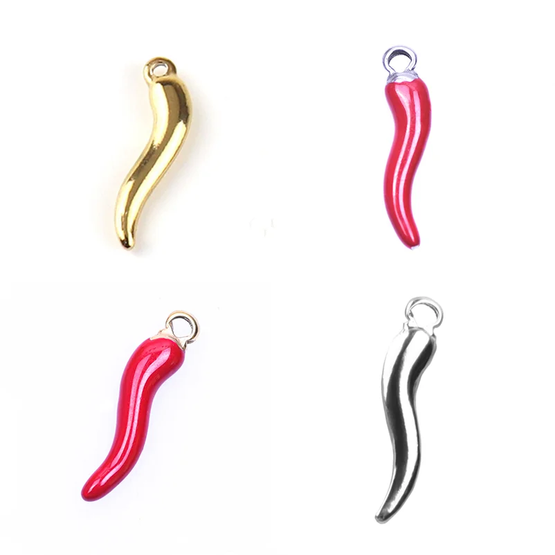 5pcs Red Chili Pendant Stainless Steel Charms For Jewelry Making Enamel Charm Hot Pepper DIY Supplies Dijes De Acero Inoxidable