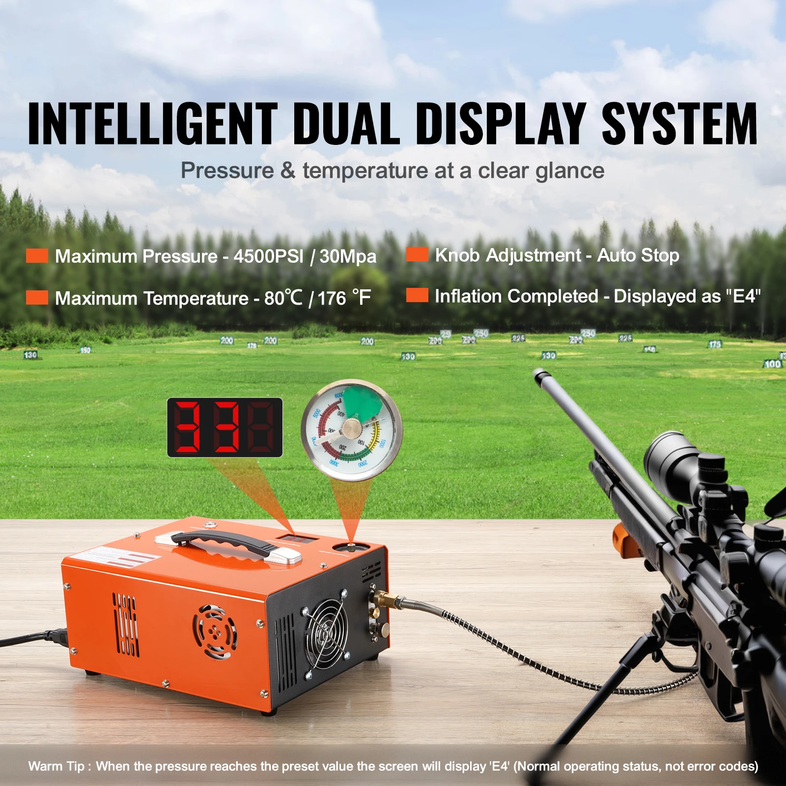 SucceBuy Compressore d'aria PCP 4500PSI Compressore portatile per pistola ad aria compressa PCP Auto-Stop Pompa senza olio per fucile ad aria compressa Bottiglia per immersioni subacquee