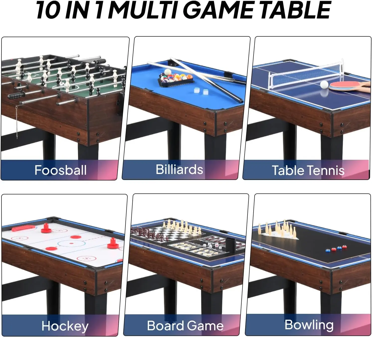 Table for Adults, Combo Table for Room, 48" Table Set for Family w/Hockey, Foosball, Pool, Ping Pong, Shuffl