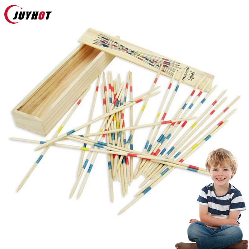 1 Set Traditional Mikado Spiel Pick Up Sticks With Box Multiplayer Game Baby Educational Wooden Board Games Stick Drop Shipping