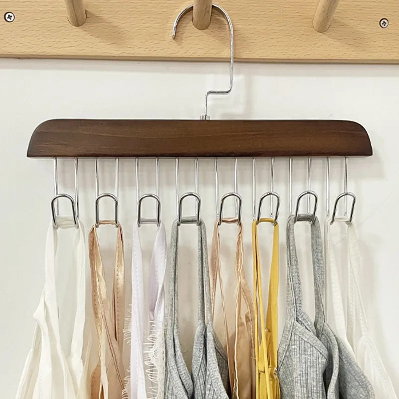 

Wooden Hanger Multifunctional Sling Hanger Underwear Scarf Holder Wooden Belt Tie Hat Receiving Nano Hooks Seamless Drying Rack