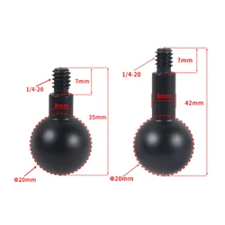 20mm Ball Head Mount Adapter 1/4 Male Thread to Ballhead Arm Clamp Joint Connecting Rod Adapter Action Camera Phone Holder