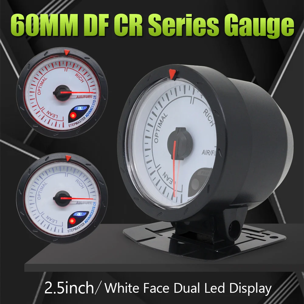 60mm Auto Car Meter Boost Water Temp Oil Temperature Pressure Tachometer Volt Air Fuel Exhaust GAS RPM White Face Gauge