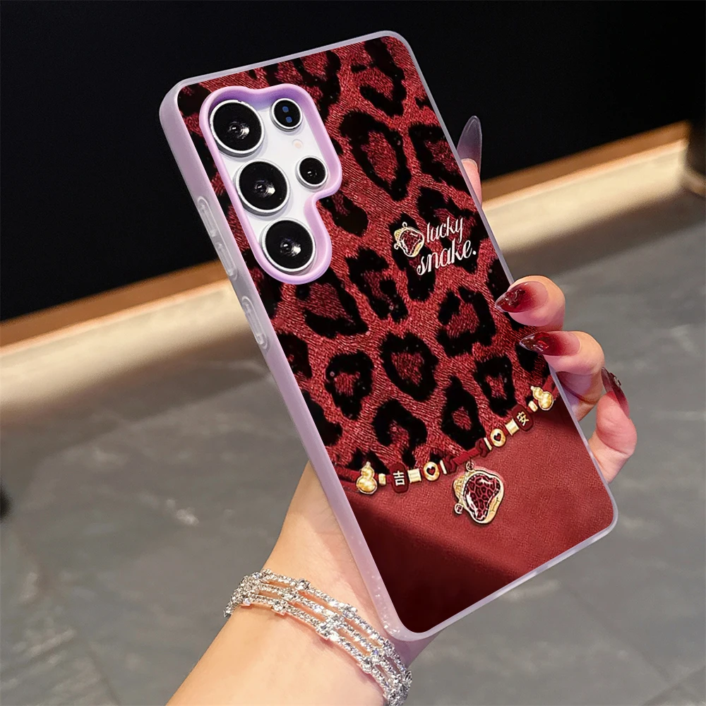 für Samsung Galaxy A16 A15 A55 A35 A36 A56 S26 S25 S24 Ultra S23 S21 S22Plus Luxuriöse rote Leopardenmuster-Handyhülle aus Silikon – Detail 9