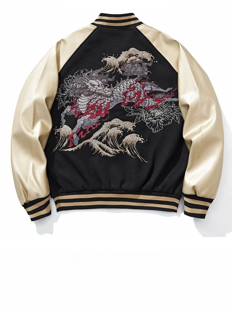 Monkeys Store New Horizontal Yokohama Heavy Industry Embroidered Baseball Jacket Men Outerwear Sukajan Trendy Chinese Style