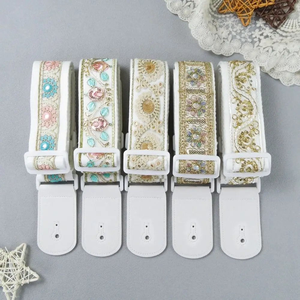 Vintage Guitar Strap Ethnic Style Adjustable Electric Guitar Belts High Quality Embroidered Print Guitar Shoulder Belt Bass