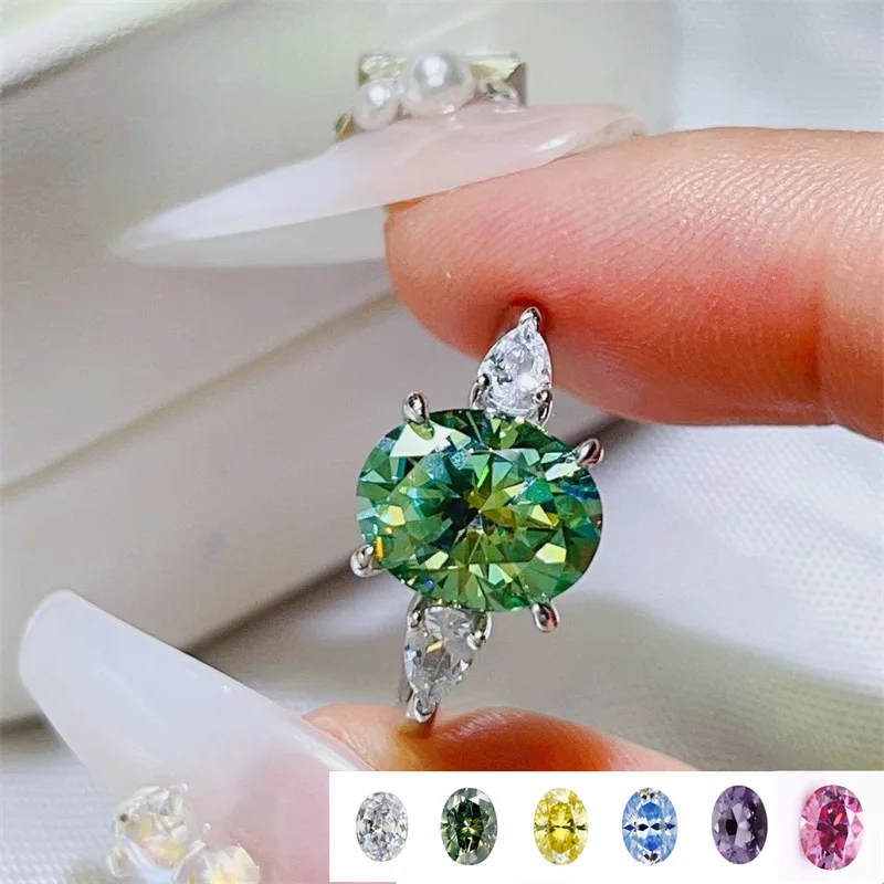 

Carat Shining 3-Stone Oval Cut Fancy Shape Diamond Ring For Women 3ct Moissanite PT950 Platinum |moissanite, bright and dazzling