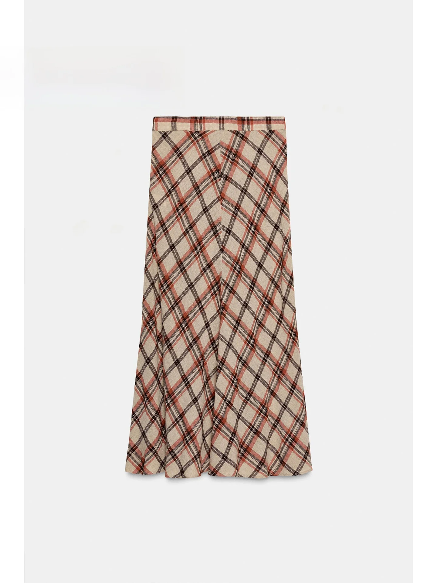 Spring 2026 Retro Unique Midi Skirt Plaid Versatile Slimming mid Waist Half Body Casual Style A-Line Loose Fit Ladies Skirt