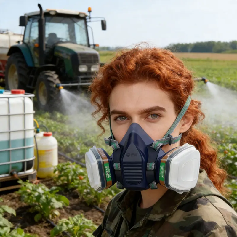 

Защитная маска Половина лица Противогаз Респиратор для химических органических пар Фильтры Противогаз Защита Промышленный спрей для краски