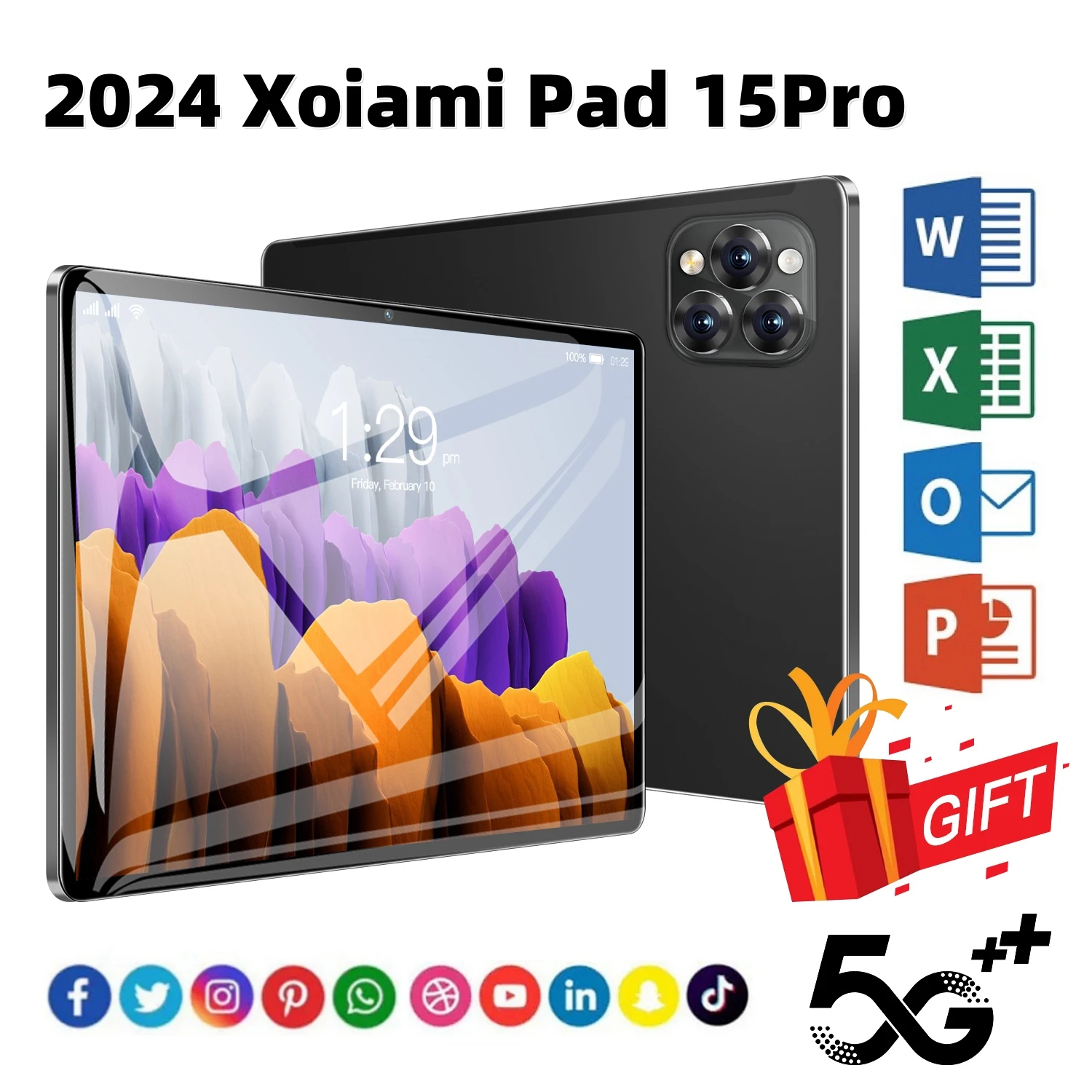 

2024 New Global Version pad 15 Pro 10.1inch Xioaml Tablet Android 16GB+1028GB 5G Dual SIM Card Bluetooth WIFI HD 4K Tablet PC