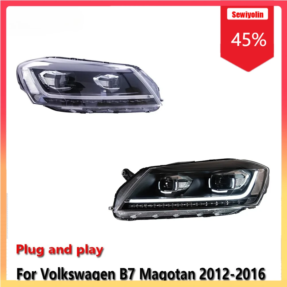

Автомобильные светодиодные фары, автомобильные детали для Volkswagen Magotan 2012-2016 B7, противотуманные DRL, стоп-сигнал, указатель поворота, Plug and Play