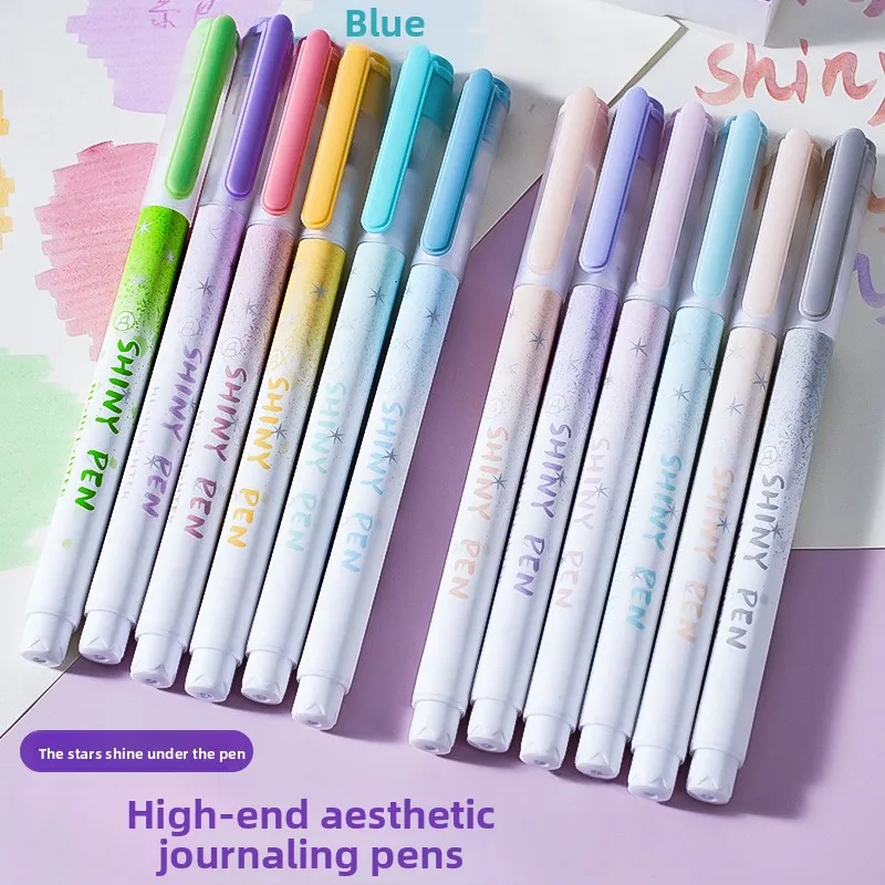 Glitter Fluorescent Markers for Elementary School Students, Colorful Highlighters for Middle School, Glittery Fluorescent Pens