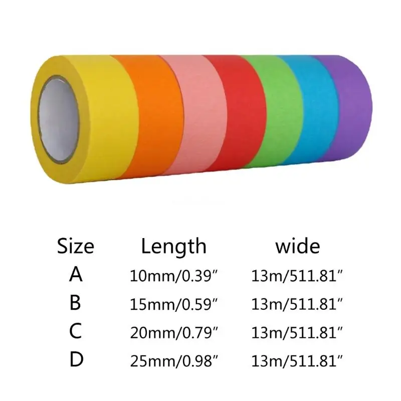 Colored Masking Tape, 7/12PCS Crafts Labeling Paper Tape, Colorful Marking Tape Dropship