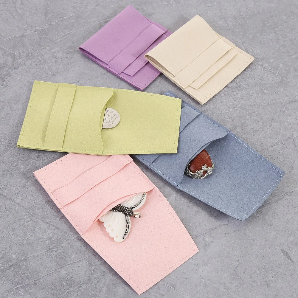 10pcs/lot Flip Envelope Velvet Bags 8*8cm 10*10cm Small Jewelry Pouches For Necklace Earrings Velvet Pouch Bag Custom Logo