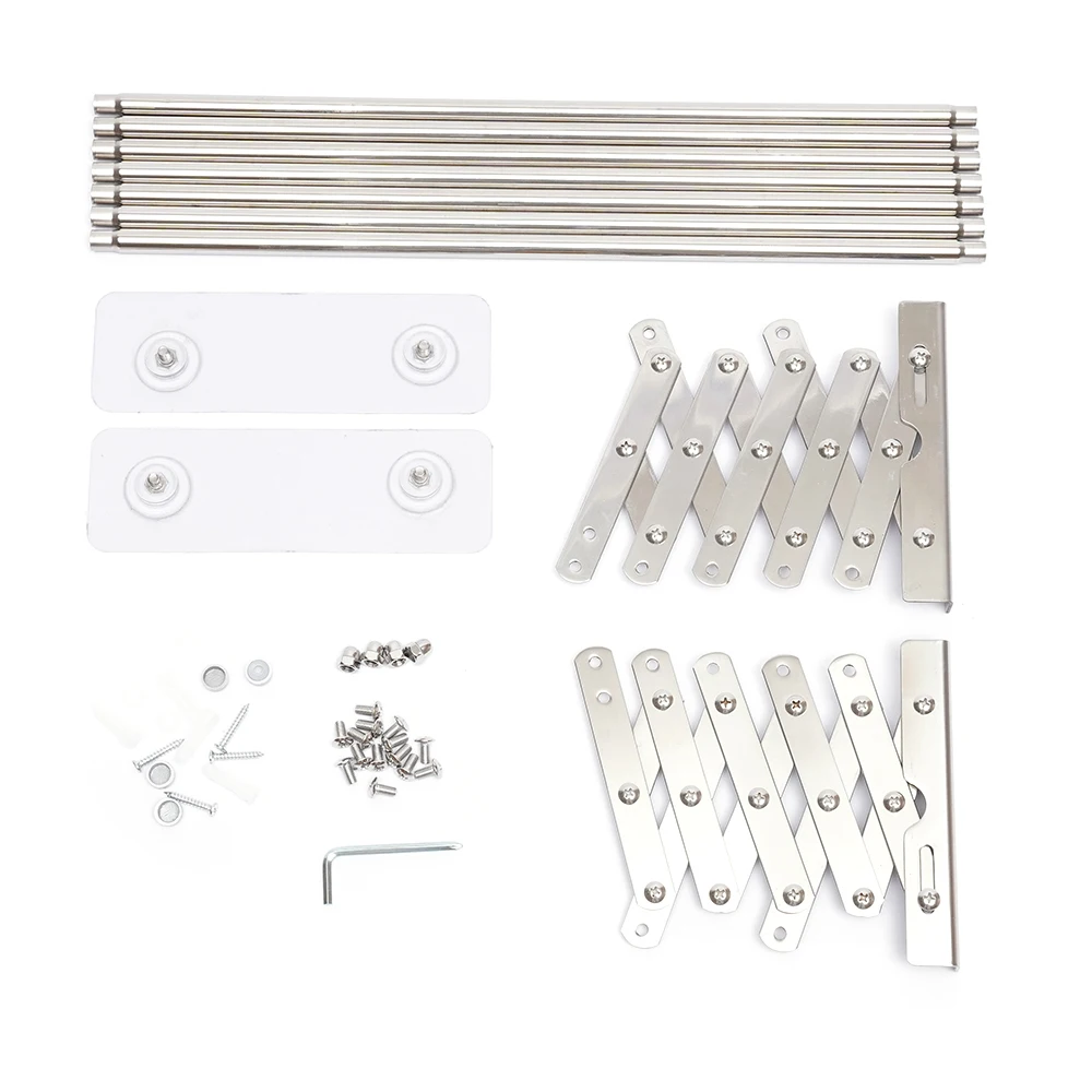 Creative Stainless Steel Folding Telescopic Towel Rack Multifunctional Shelf Towel Storage Rack 42~80cm Adjustable