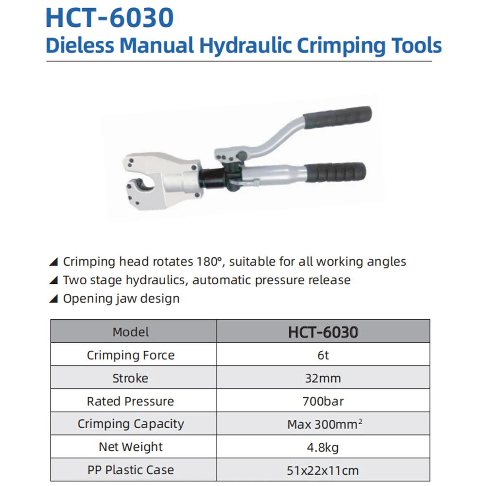 -6030 Manual 6T Dieless Hand Hydraulic Crimping Tools