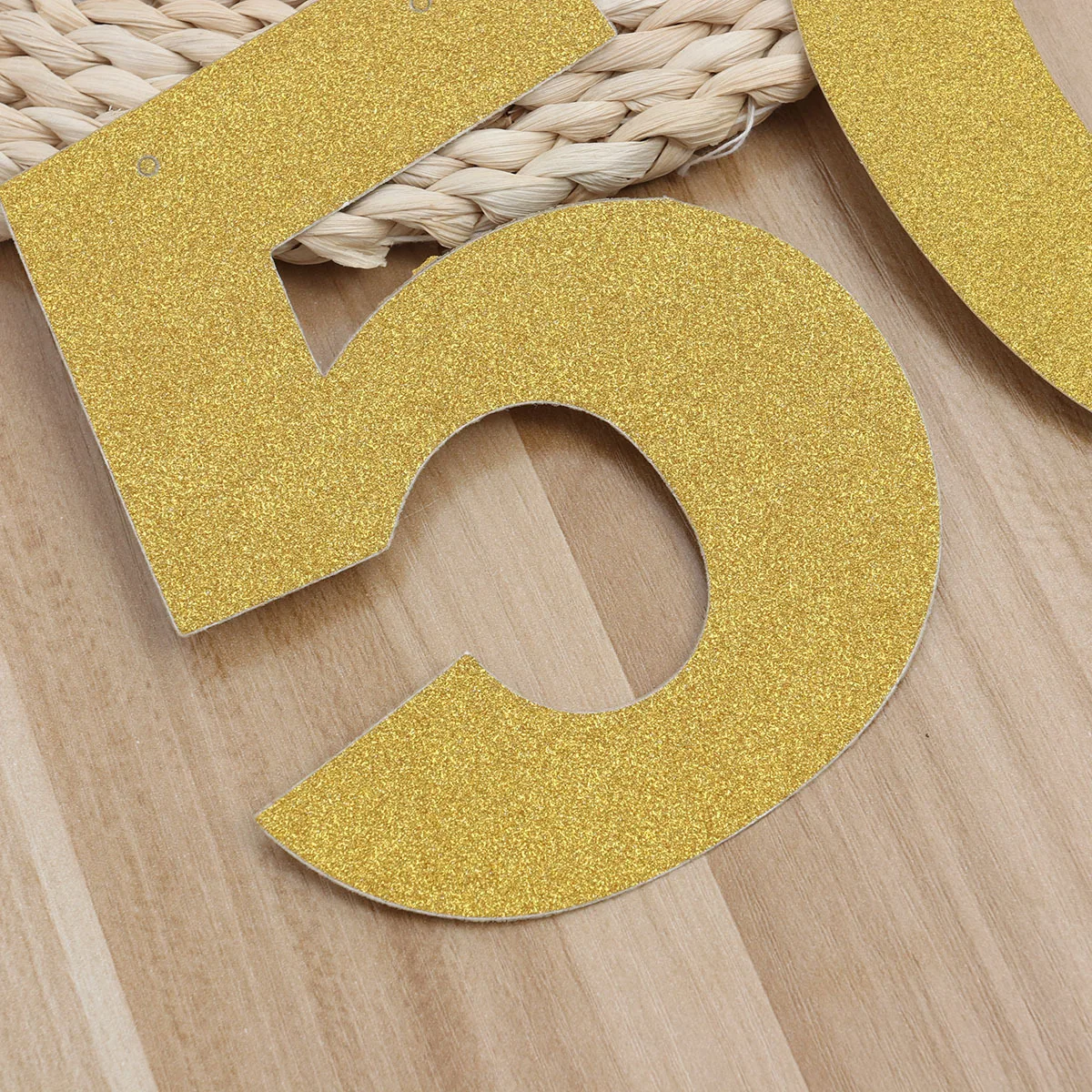 

5M Happy 50Th Glitter Golden Garland Bunting Banners Wall Ceiling Table Decor Adjustable Spacing Party Hanging Decorations