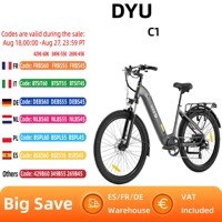 DYU C1 Electric Bicycle 350W Brushless Motor 36V10AH Lithium Battery Electric Bike Dual Disc Brake Adult City 26 Inch Tire Ebike