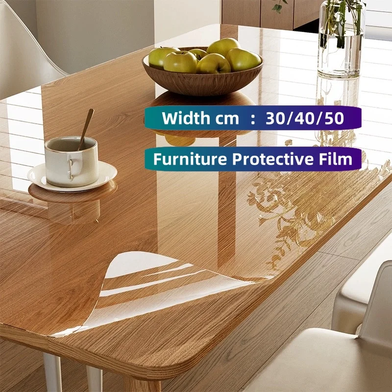 Self-adhesive Transparent Film Marble Wood Desktop Protective Film Tabletop Sticker Easy-care Furniture Countertop Glass Glossy