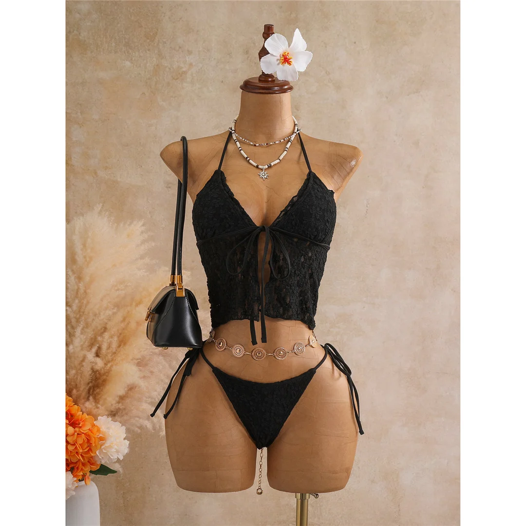 Tankini mit Blumenmuster, Neckholder-Bikini, Damen-Badebekleidung, zweiteiliger Bikini-Set, gepolsterter Badeanzug, Badeanzug, Schwimmbekleidung V8399 – Detail 10