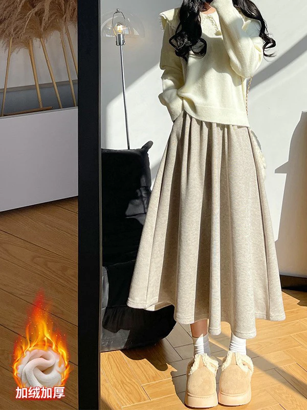 Gray Sports Skirt for Women 2024 Spring High Waist Slim A-line School Skirts Korean Women's Summer Skirt Elegant Long Bottoms