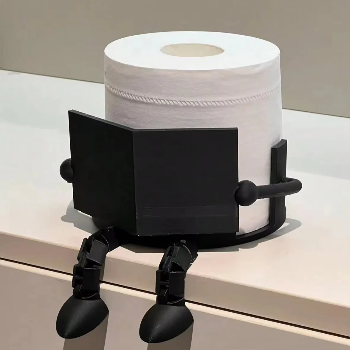Creatieve toiletrolhouderstandaard - Leuk ontwerp voor een zittende houding, afneembaar scharnier, praktisch kunstornament, decoratie voor thuis en badkamer