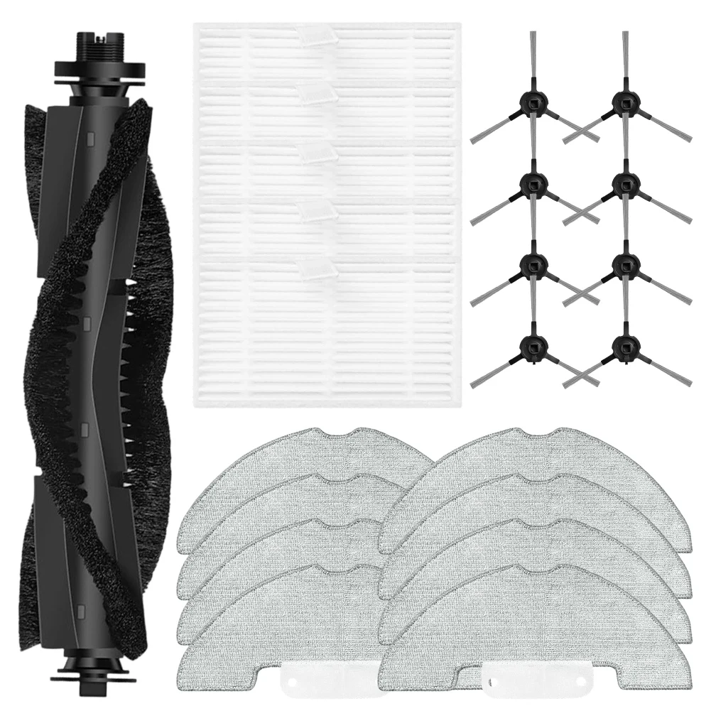 Robot Vacuum Mop Refill Kit for Prosceni Q20 Plus Featuring Main Brush Side Brushes Filter and 4 or 8 Mop Cloths