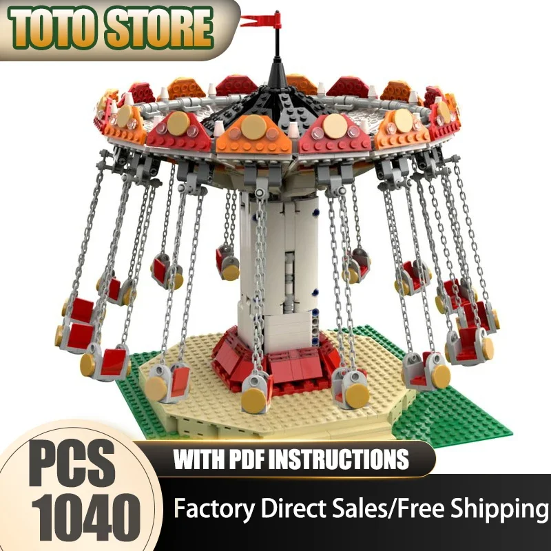 City Street View Model Moc Building Blocks Swing Ride Model Technology Brick DIY Assembly Construction Toys Holiday Gifts