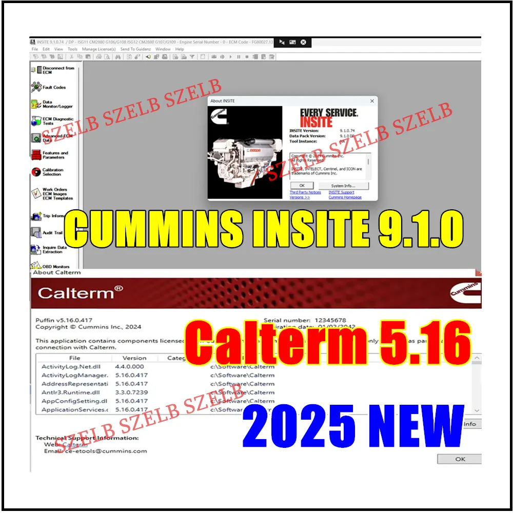 2025 Hot! Cummins Insite 9.1 + Calterm 5.16 Cummins Calterm 5.16 Engineering Edition for CMS Engine System Diagnostic Software