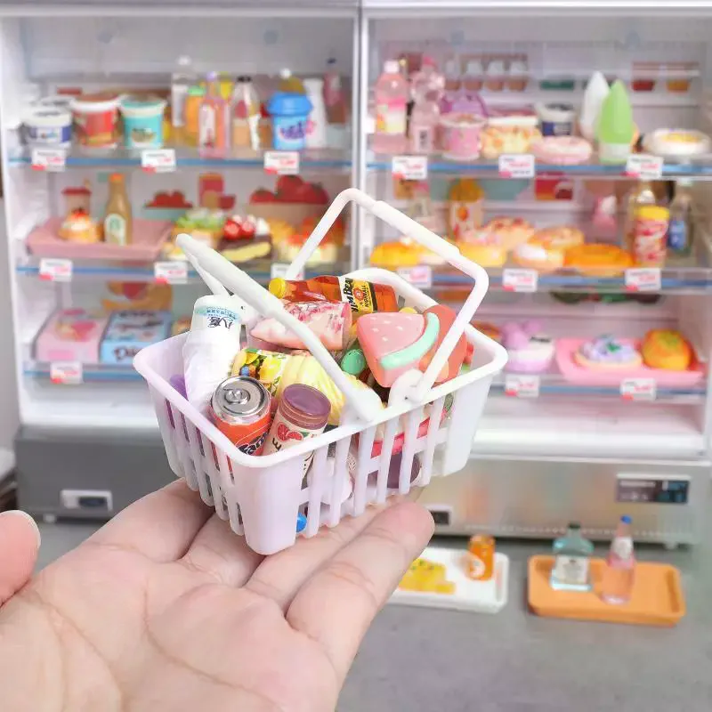Miniature Dollhouse Kitchen Fridge Tiny Realistic Furniture Food Accessory Kit for Doll House Scene Making Gifts