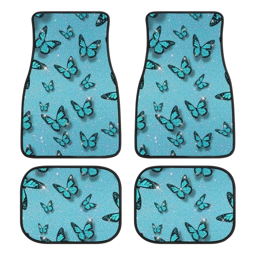 Butterfly Bling Car Floor Mats Fit Most Car Rubber Floor Mats Custom Printed Pattern Floor Mats 4pcs