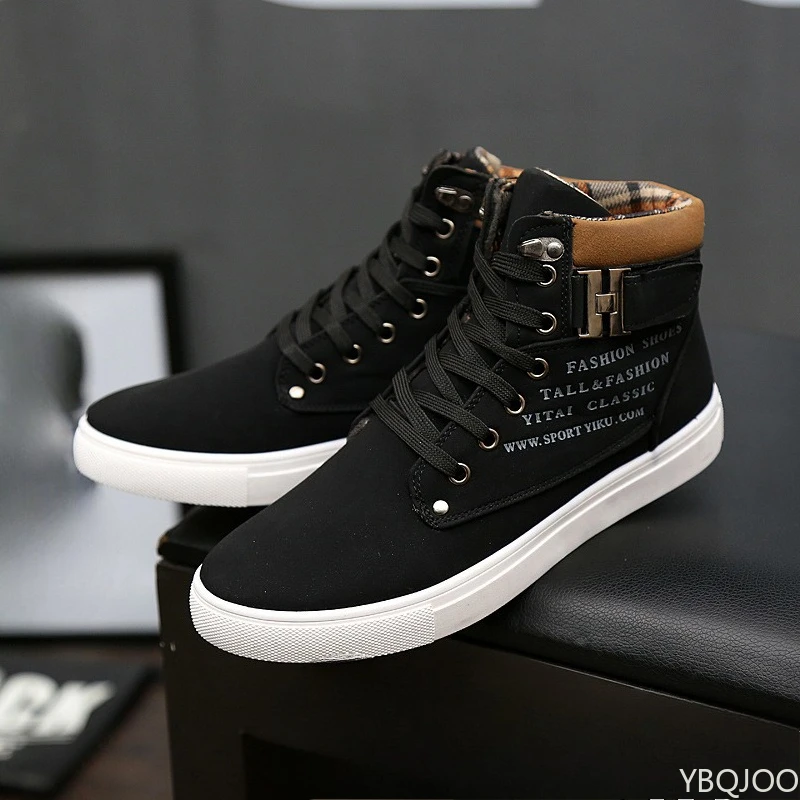 봄 신상 유행 다용도 남성 신발 캐주얼 편안한 하이탑 보드화 레트로 캐주얼 끈 운동화 남성 플랫 슈즈