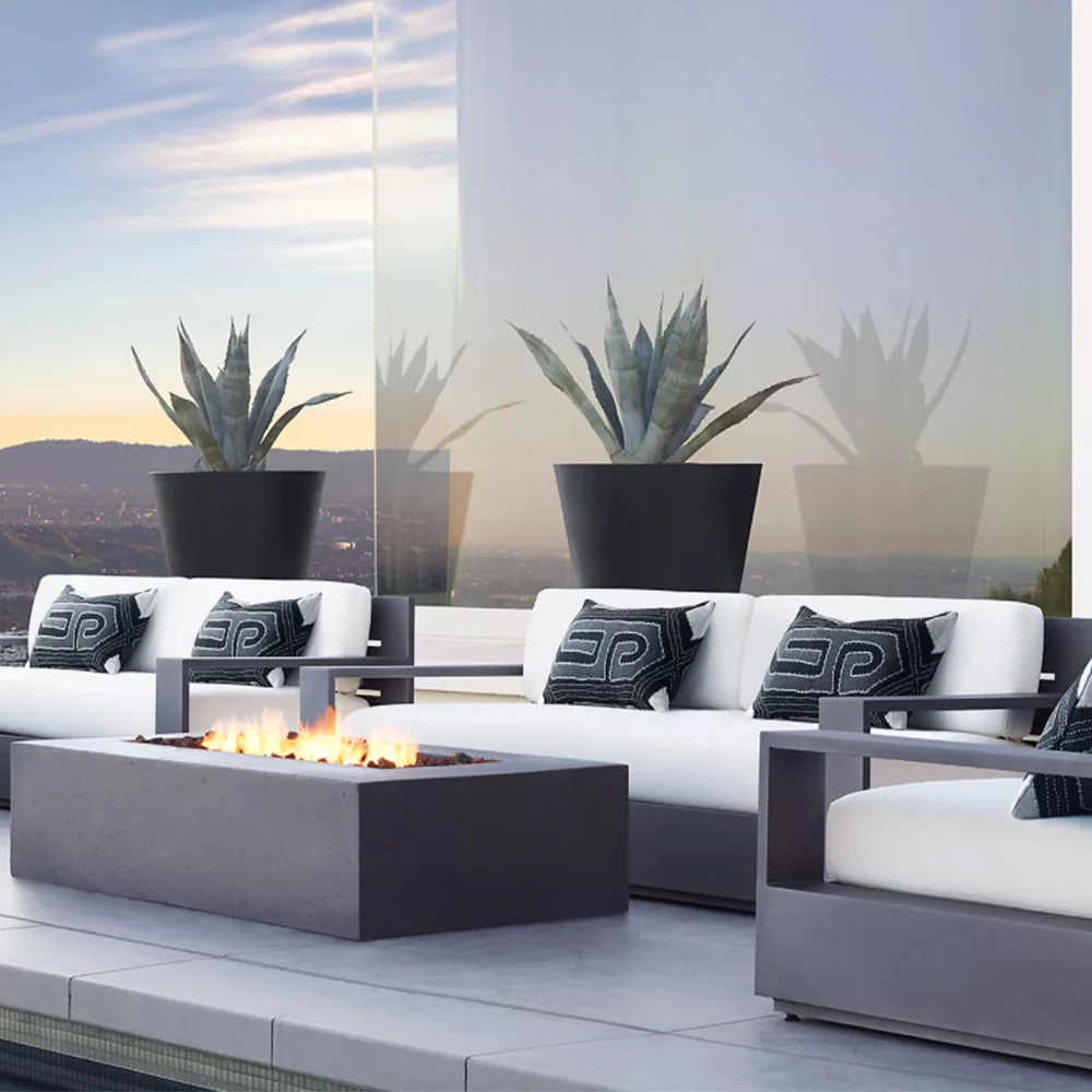 المنتجات الساخنة أنيقة الراقية اليدوية عالية الجودة في الهواء الطلق الخوص الروطان الأثاث رمادي في الهواء الطلق حديقة مجموعة أريكة الاقسام