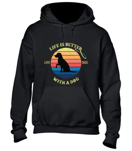 

Polarshe LIFE IS BETTER WITH A DOG HOODY HOODIE DOG LOVER ANIMAL DESIGN TOP GIFT IDEA